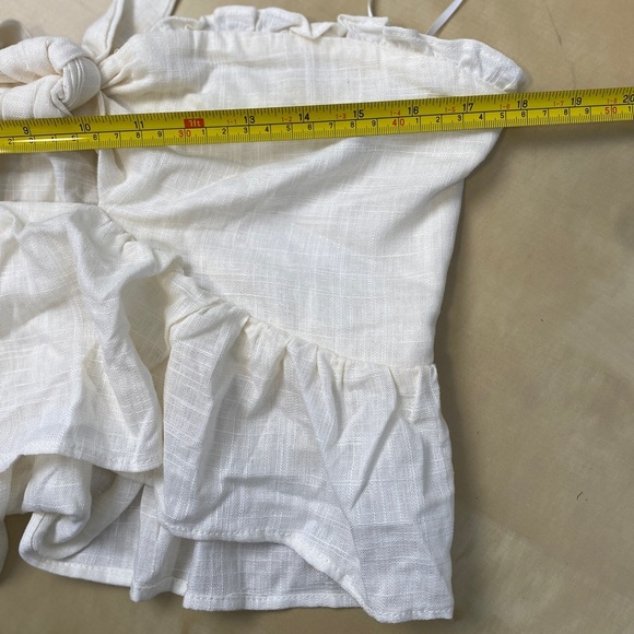 OLIA Taylor Linen Blend Strapless Crop Tie Top Sz Medium M Cream Summer Vacation - Picture 3 of 8